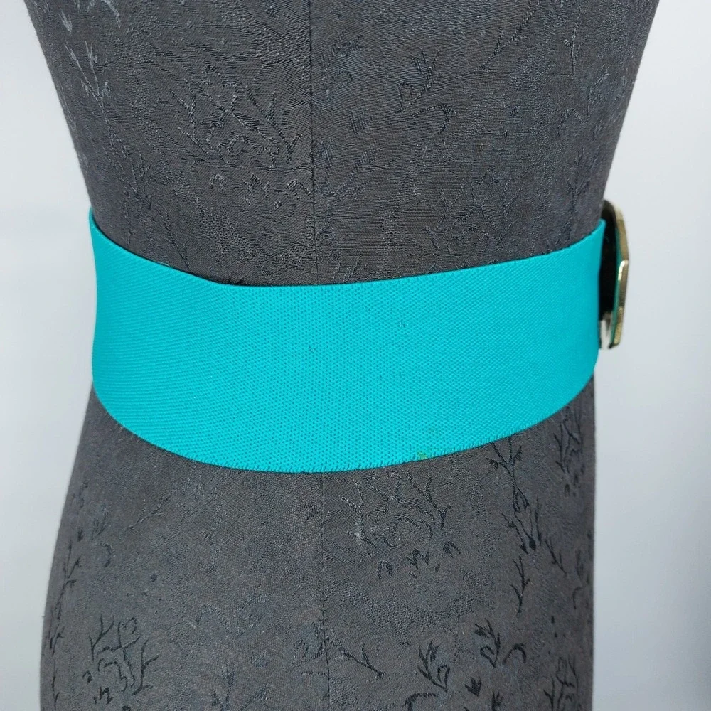 Vtg 80s Day-Lor USA Enlay Enamel Buckle Stretch Belt Sz Med‎ 2